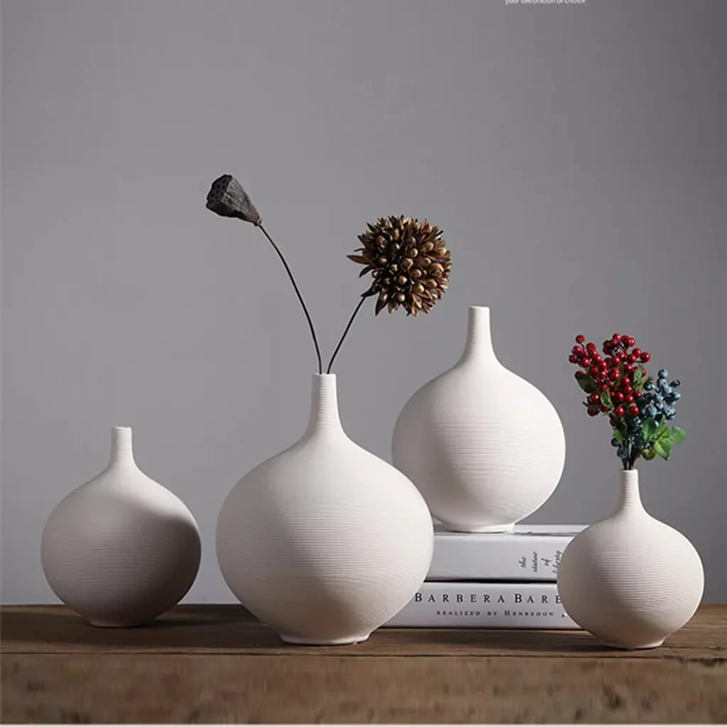 Minimalist Ins Style Modern Nordic Home Decoration Round Shape Porcelain Flower Vase - Image 2