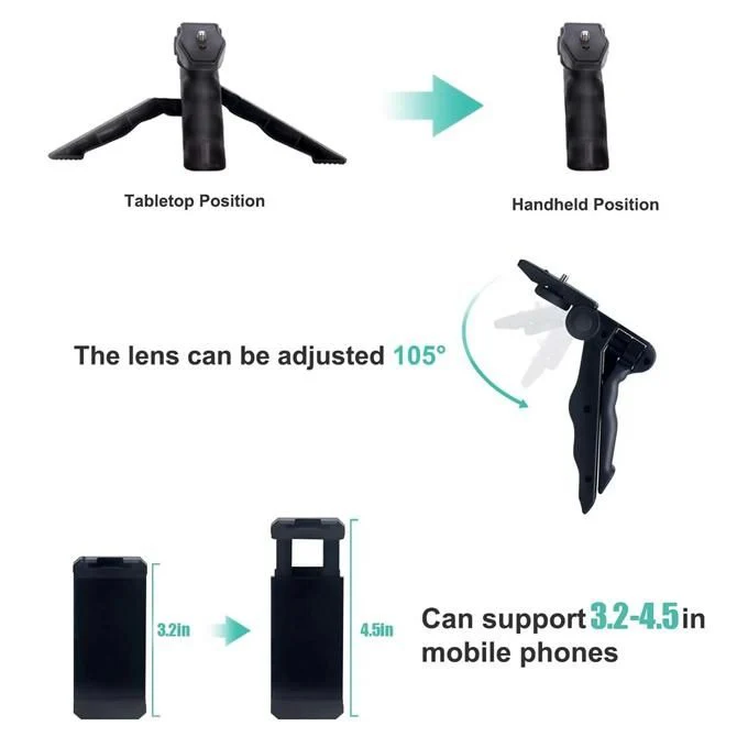 Mobile Phone Holder Smartphone Video Kit Microphone Video Light LED Selfie Stick Tripod Bluetooth Recording Handle Portable Stabilize - Image 2