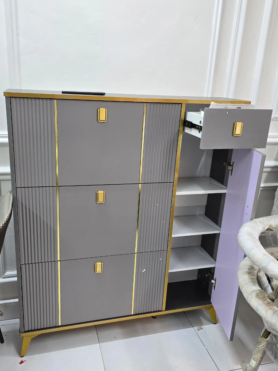 Modern Flip Bucket Shoe Cabinet Vertical Entryway Shoe Rack Organizer for Hallway, Apartment, Home | Space-Saving Hall Shoe Storage | Buy in Kenya - Image 9