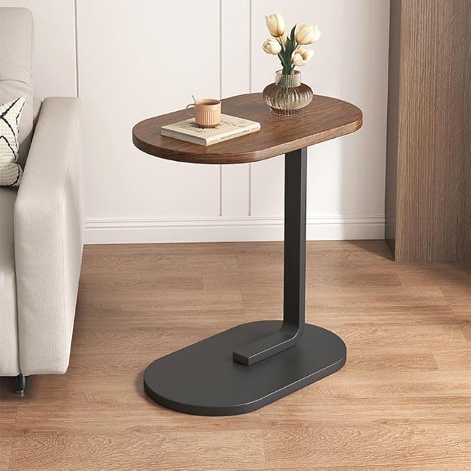 Modern Light Luxury Coffee Table C-Shaped Wooden & Steel Side Table - Image 3
