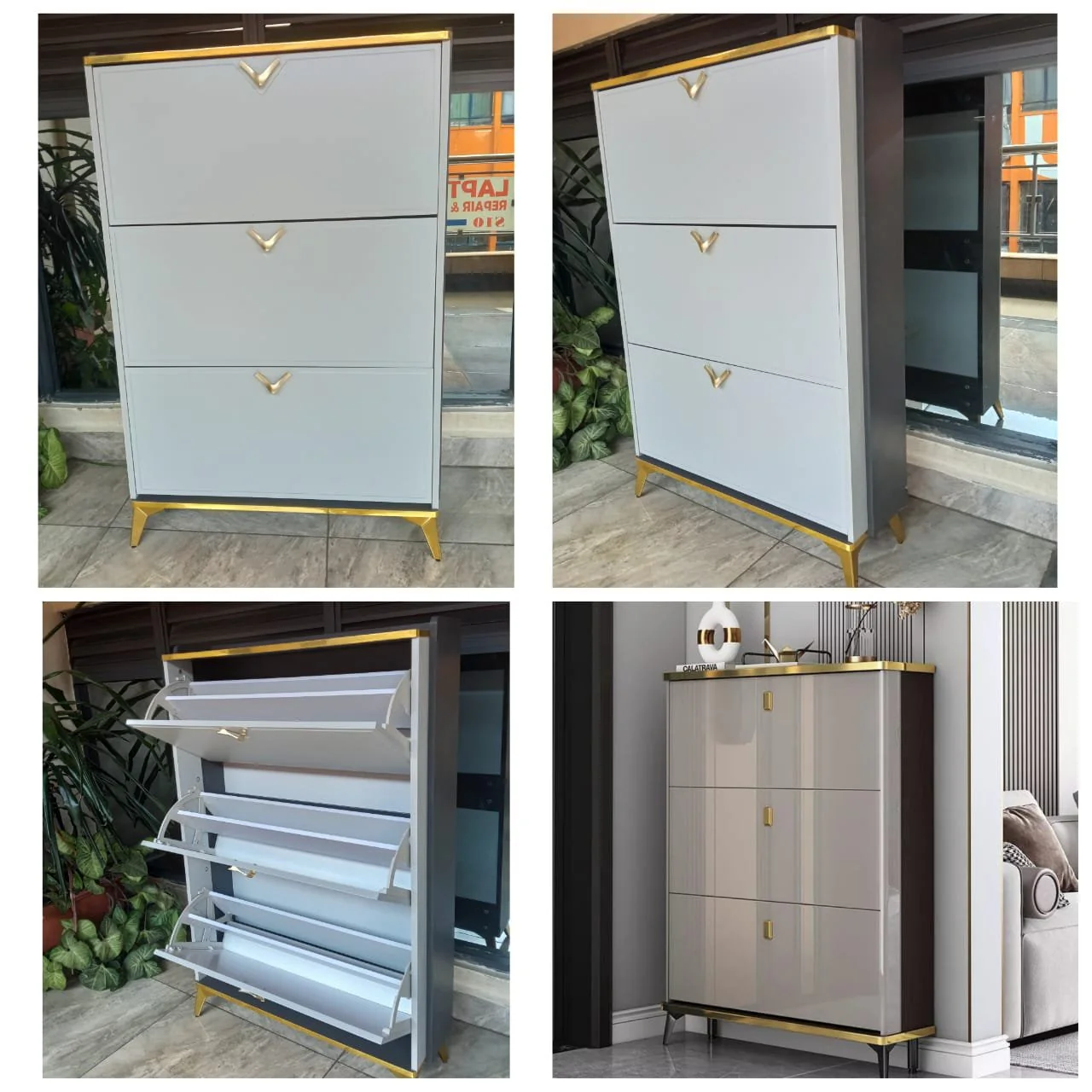 Modern Luxury Tipping Bucket Flip Shoe Cabinet  Home  Entrance Large-capacity Shoe Rack Cabinet - Image 2
