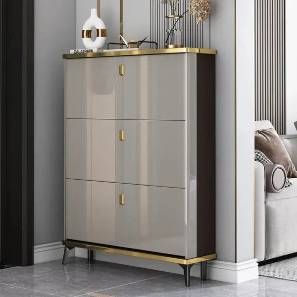 Modern Luxury Tipping Bucket Flip Shoe Cabinet  Home  Entrance Large-capacity Shoe Rack Cabinet - Image 3