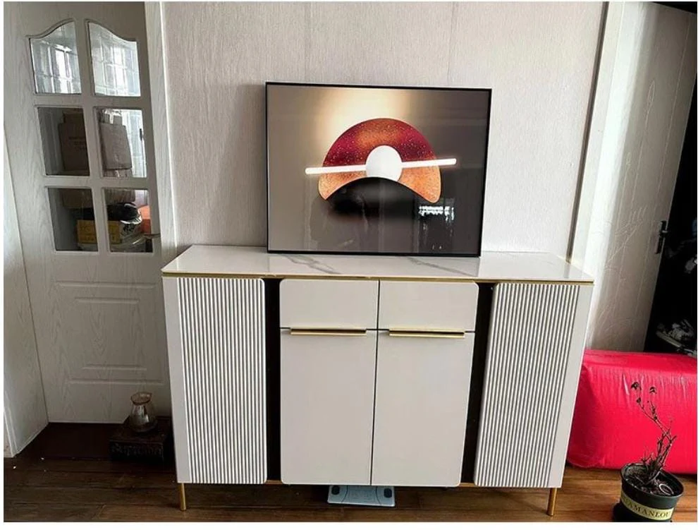 Modern Sideboard Glam Top Adjustable Shelving Buffet Credenza with Cabinets and Drawers Wood Living Room Storage Cabinet Freestanding Entrance Cabinet - Image 4