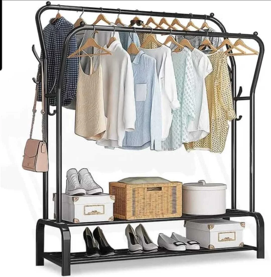 Movable Clothing RackDouble Rails - Image 4