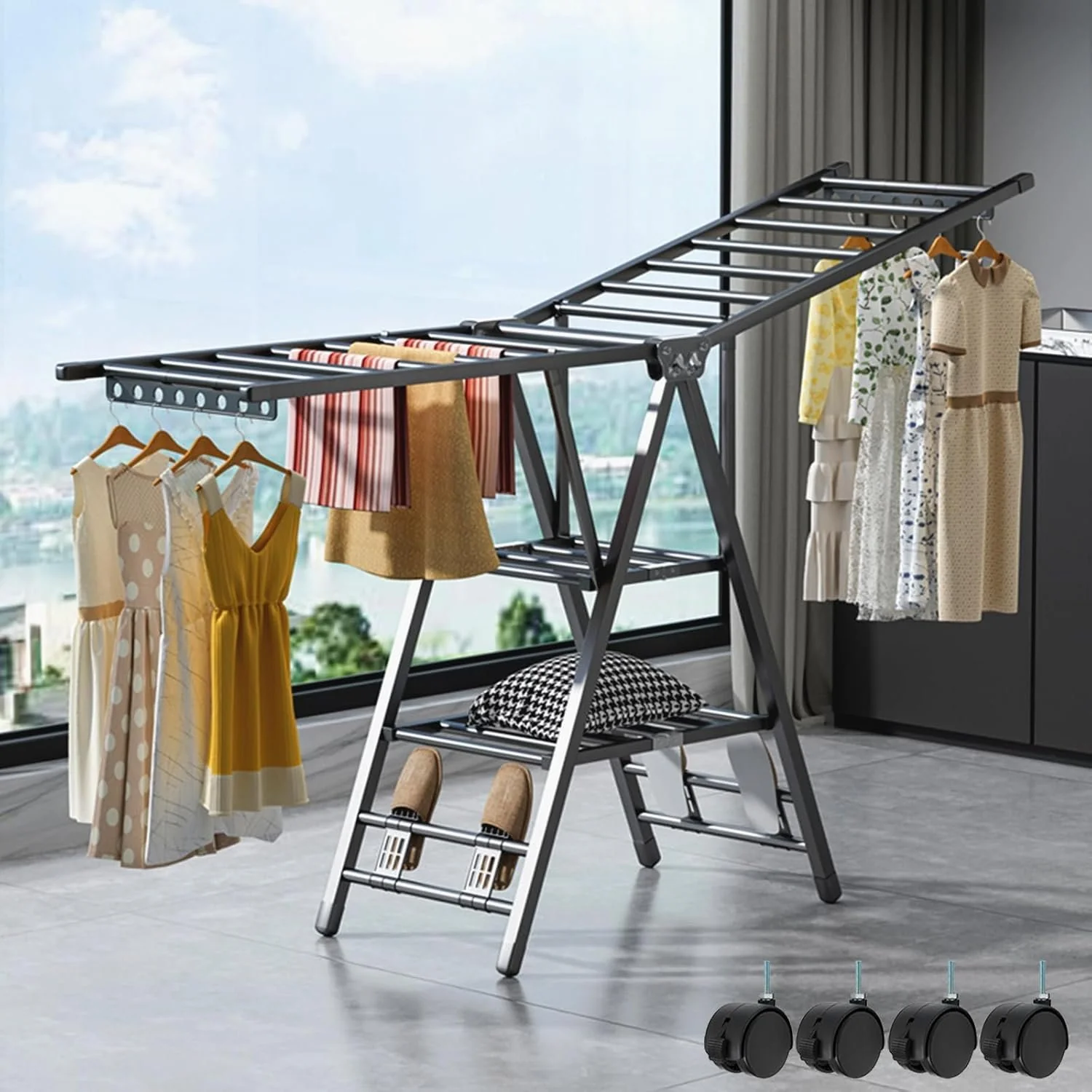 Foldable Clothes Drying Rack & Laundry Drying Rack for Indoor Outdoor Use, Cloth Drying Rack, Hanging Rack, Clothes Airer, Cloth Drying Stand, Laundry Rack - Image 6