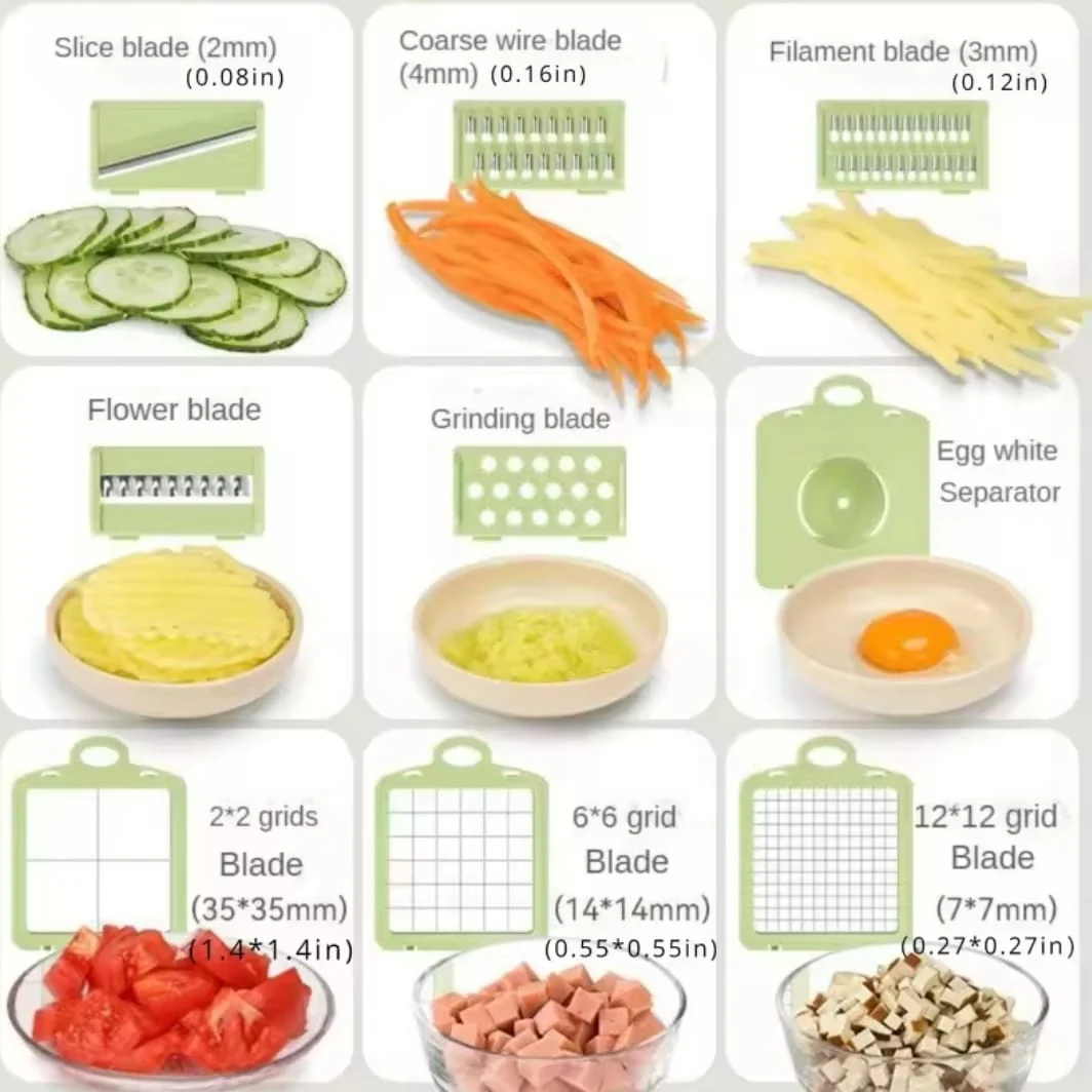 Multi-fuctional 9pcs vegetables chopper/cutter - Image 4