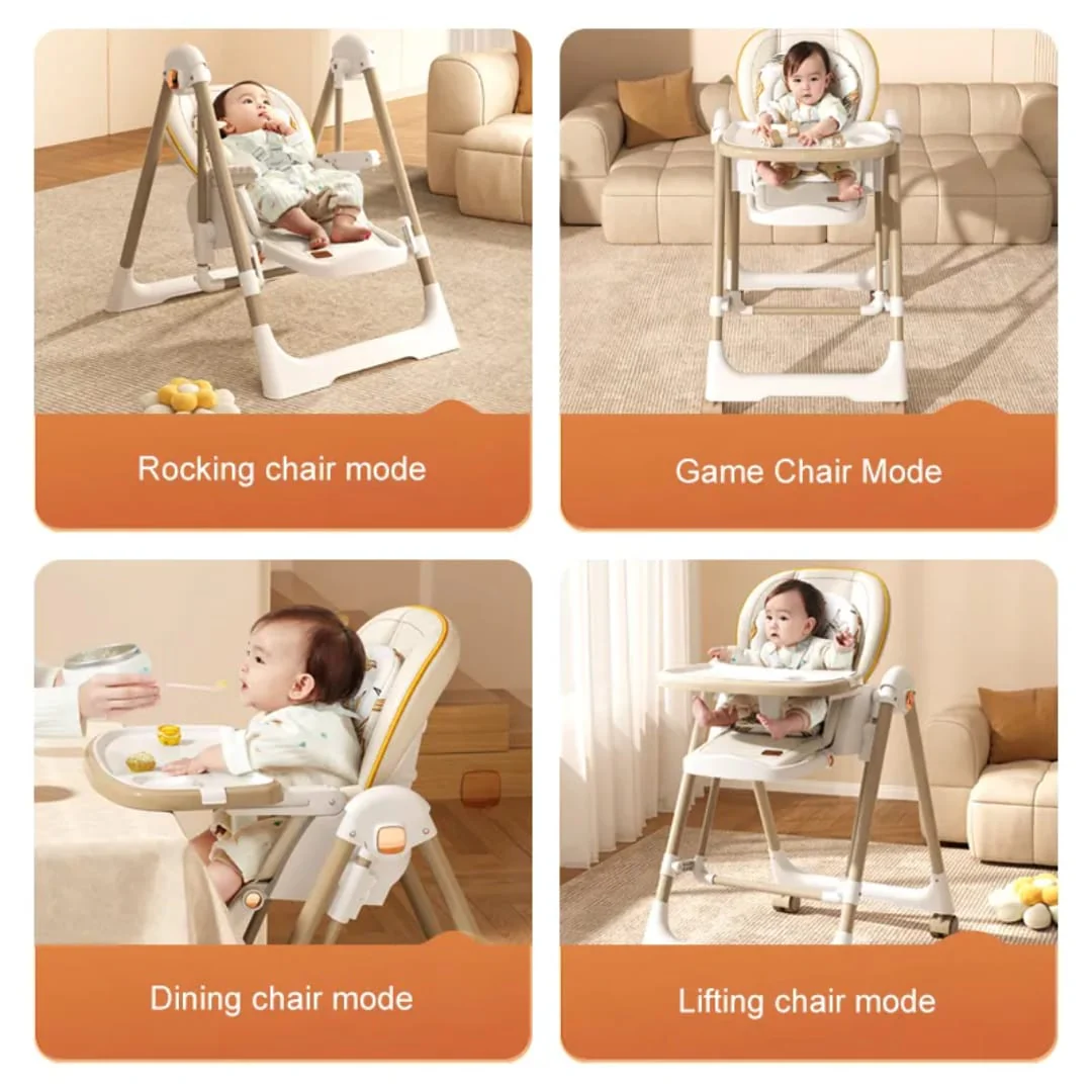 Multi-Functional Baby Feeding Chair with Swing, Recline & Wheels | Convertible High Chair - Image 12