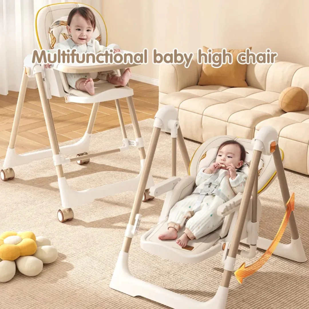 Multi-Functional Baby Feeding Chair with Swing, Recline & Wheels | Convertible High Chair - Image 13