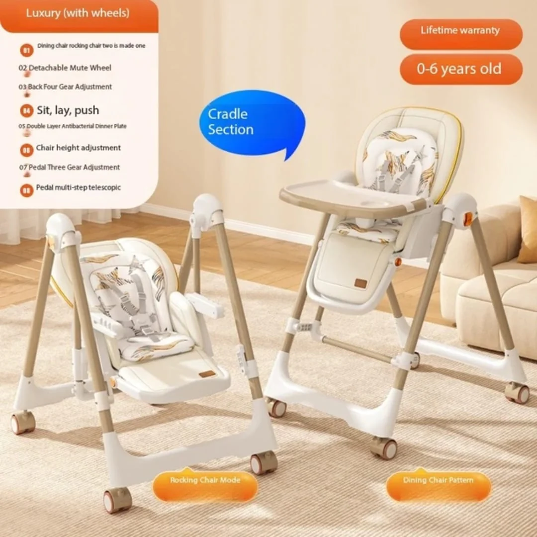 Multi-Functional Baby Feeding Chair with Swing, Recline & Wheels | Convertible High Chair - Image 7