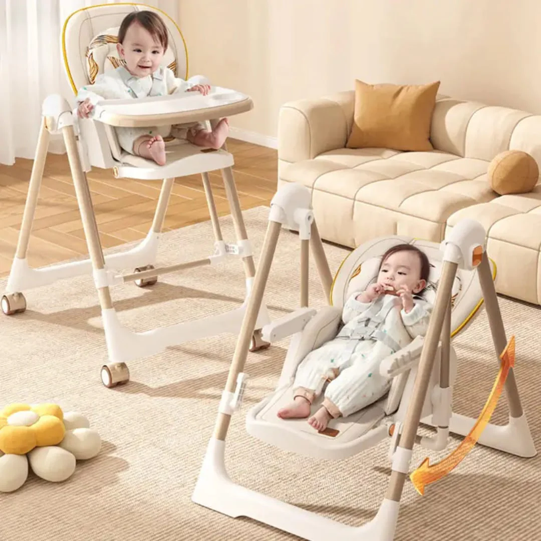 Multi-Functional Baby Feeding Chair with Swing, Recline & Wheels | Convertible High Chair - Image 9