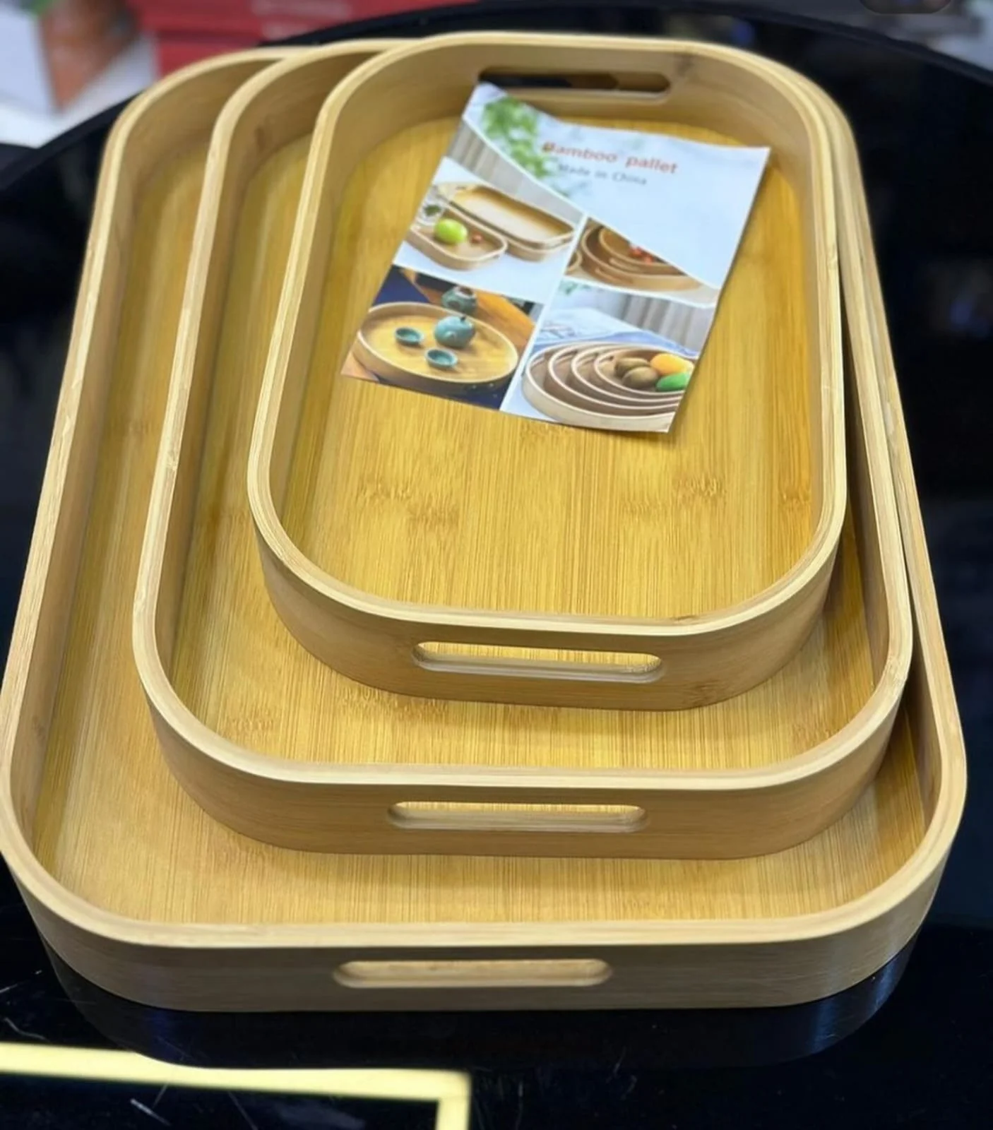 Multi-functional Round Bamboo Serving Trays Wooden Food Trays with Customised Handles – For Home Decor, Breakfast, Tea & Household Use - Image 4