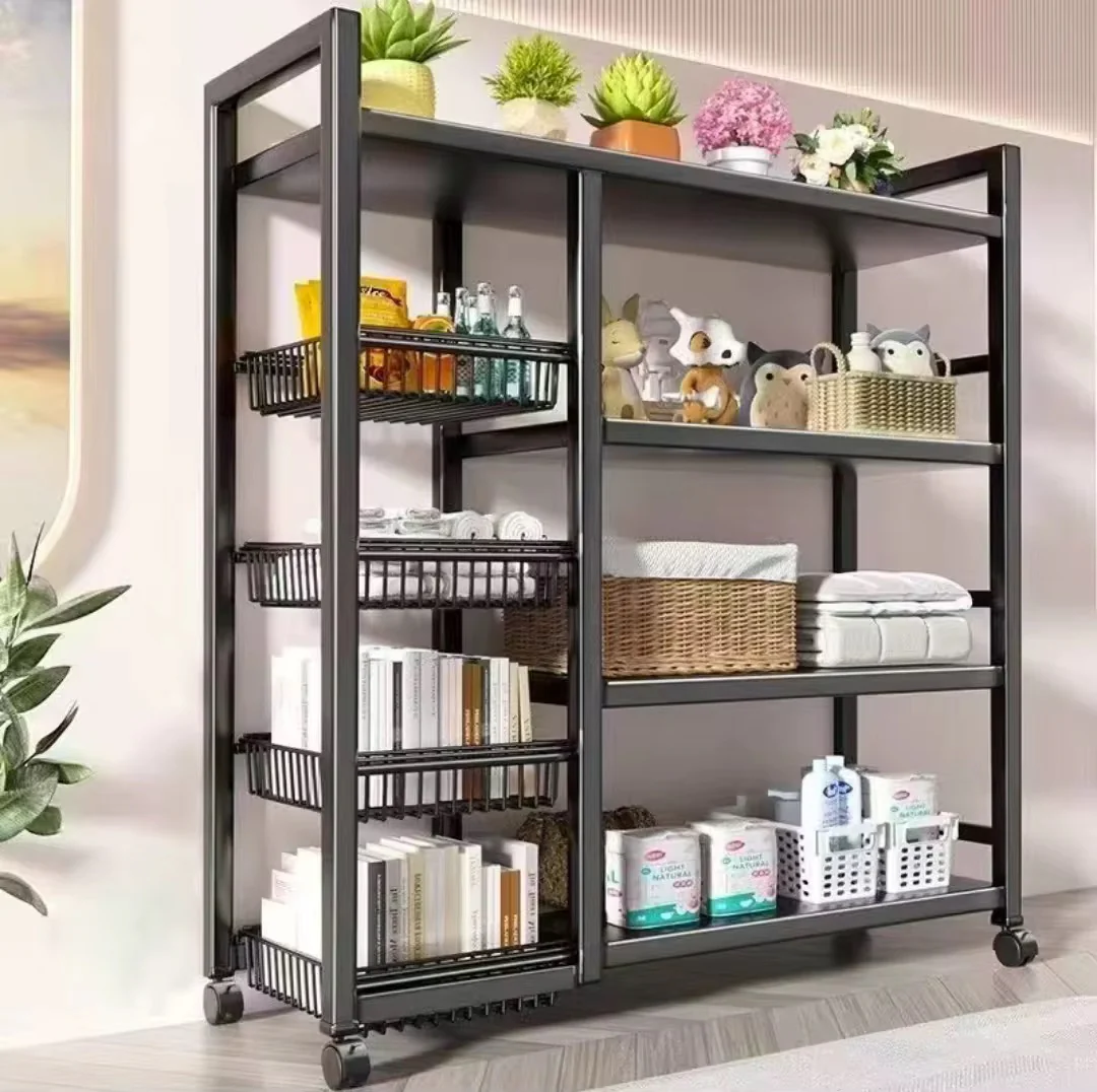 Multi-Layer Kitchen Storage Rack with Wheels  Metal Vegetable & Household Organizer - Image 4