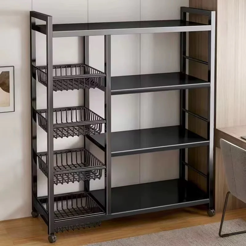 Multi-Layer Kitchen Storage Rack with Wheels  Metal Vegetable & Household Organizer - Image 5
