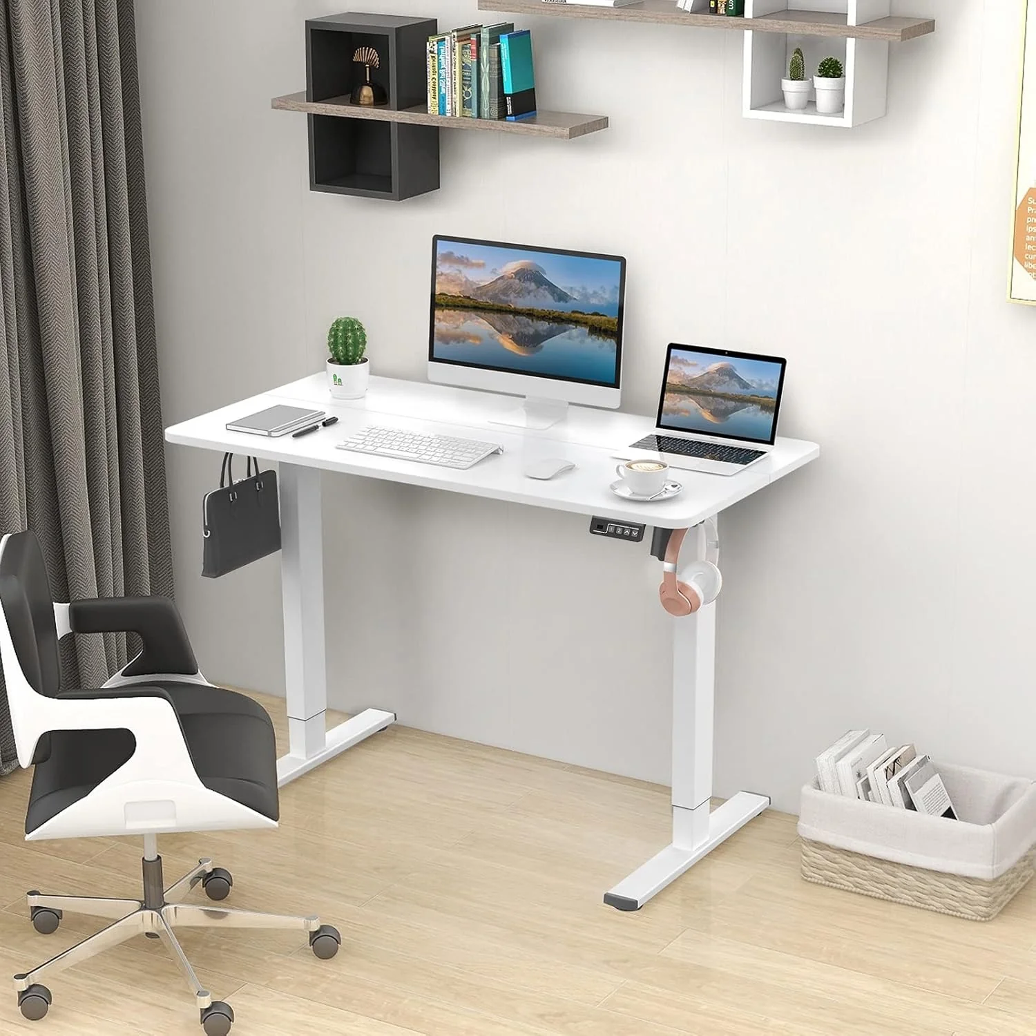 Electric Height Adjustable Sit-Stand Desk with Memory | Power Lift Computer & Laptop Desk for Home & Office - Image 3
