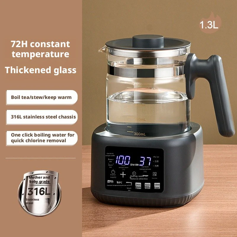 Multifunctional 600W Electric Tea Maker & Infuser Kenya | 1.3L Thickened Glass Tea Kettle, 316 Stainless Steel, 72-Hour Constant Temperature, Auto Shut-Off, Class A Electric Tea Pot Kenya - Image 6