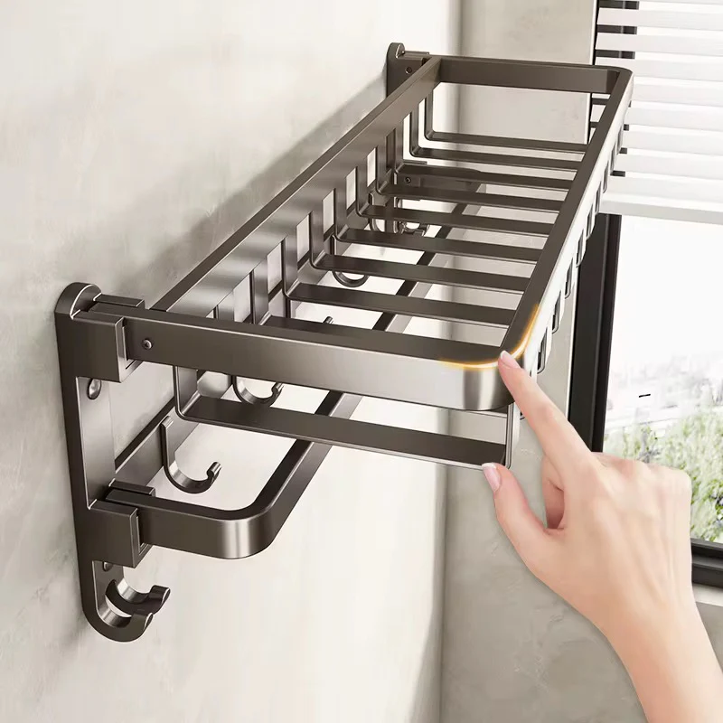 Multifunctional  Aluminum Bath Towel Shelf Storage Rack Set Bathroom Storage Rack - Image 3