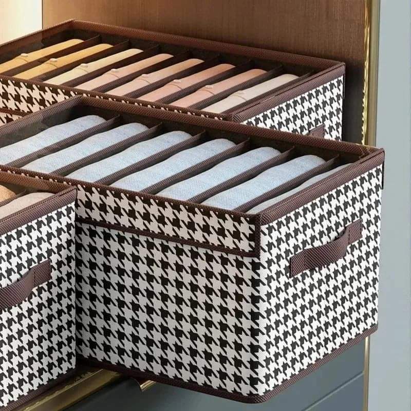 Non-woven 7 Grid Wardrobe Clothes Organizer/Jeans Organizer/Trousers Organizer With Clear Pvc Cover - Image 2