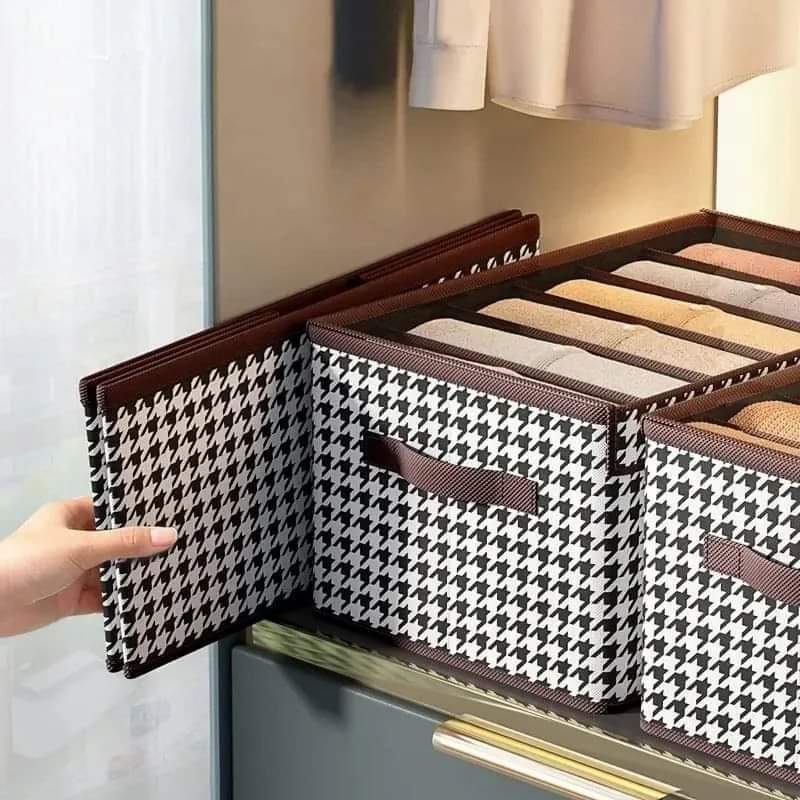 Non-woven 7 Grid Wardrobe Clothes Organizer/Jeans Organizer/Trousers Organizer With Clear Pvc Cover - Image 3