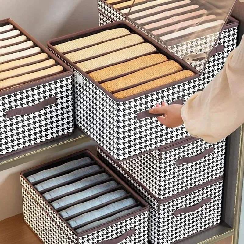 Non-woven 7 Grid Wardrobe Clothes Organizer/Jeans Organizer/Trousers Organizer With Clear Pvc Cover - Image 4