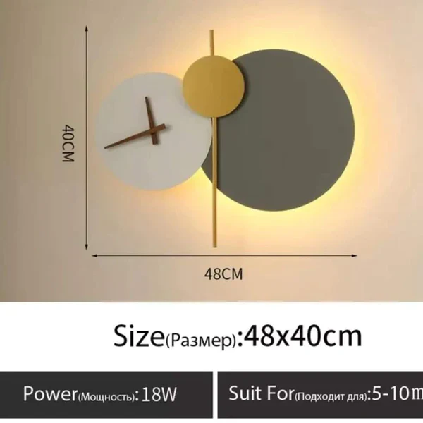 Nordic art clock design wall lamp - Image 2