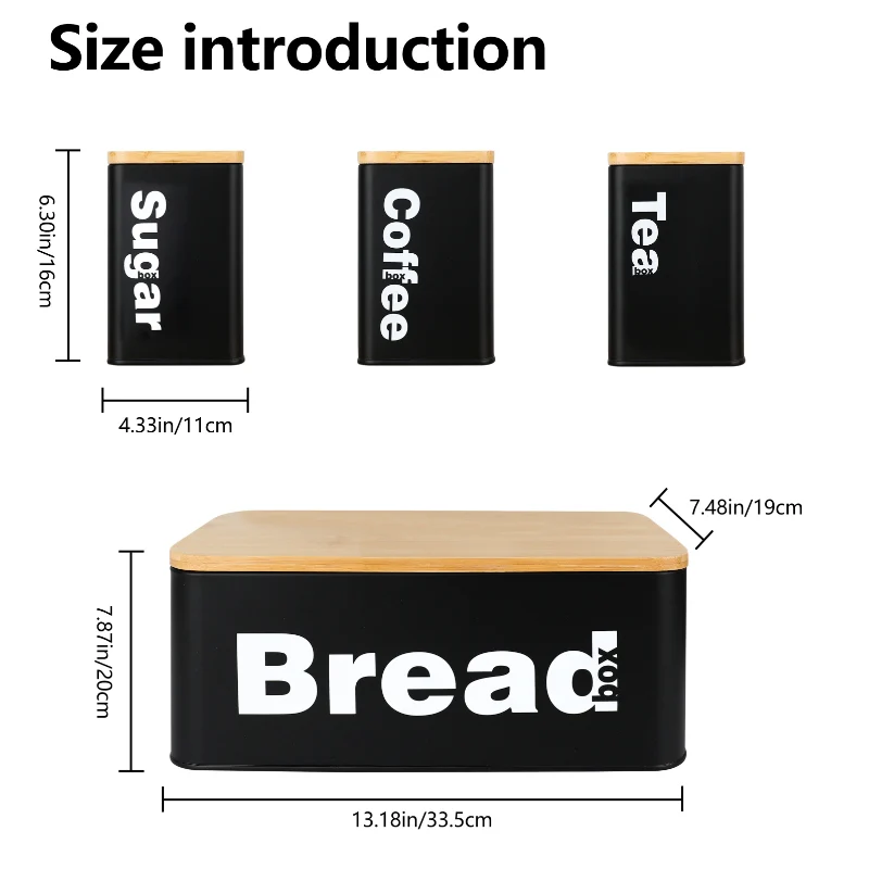 Nordic Bread Bin with 3 Canister Set – Bamboo Lid - Image 6