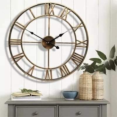 Nordic functional Round Metal Roman Numeral Wall Clocks. - Image 3