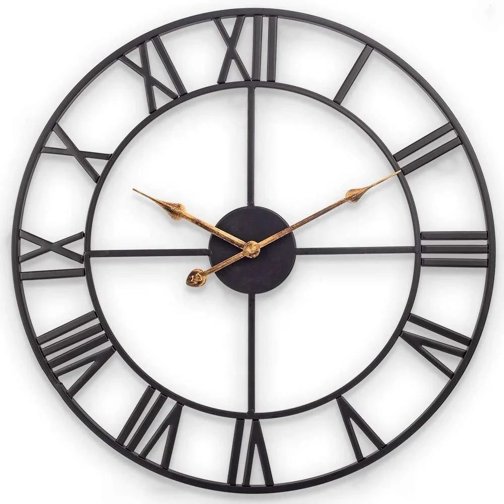 Nordic functional Round Metal Roman Numeral Wall Clocks. - Image 5