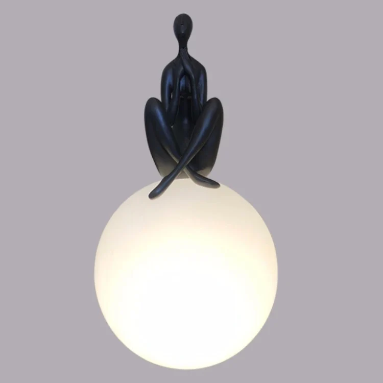 Nordic Minimalist Humanoid Art Sculpture Holding Ball Bedside Table Lamp - Image 3