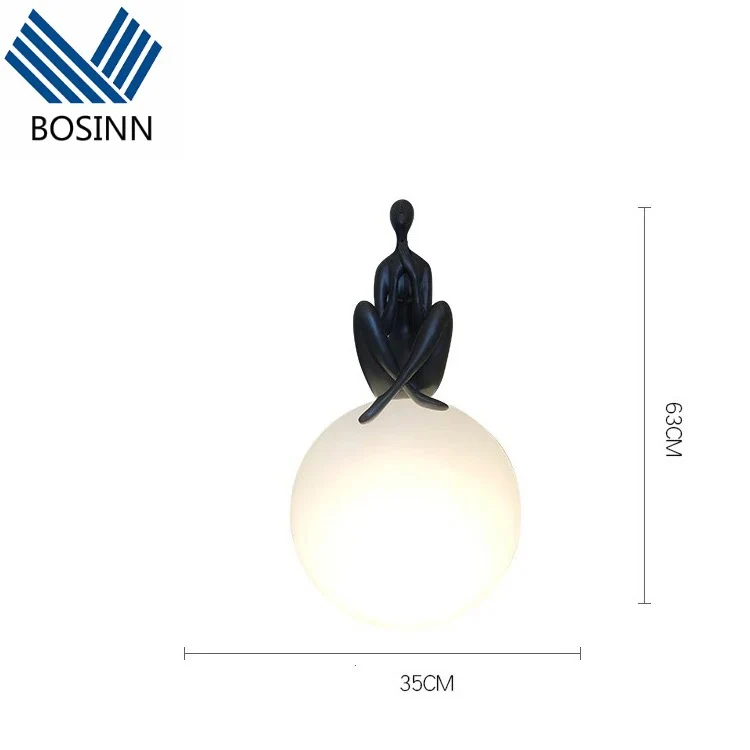 Nordic Minimalist Humanoid Art Sculpture Holding Ball Bedside Table Lamp - Image 5