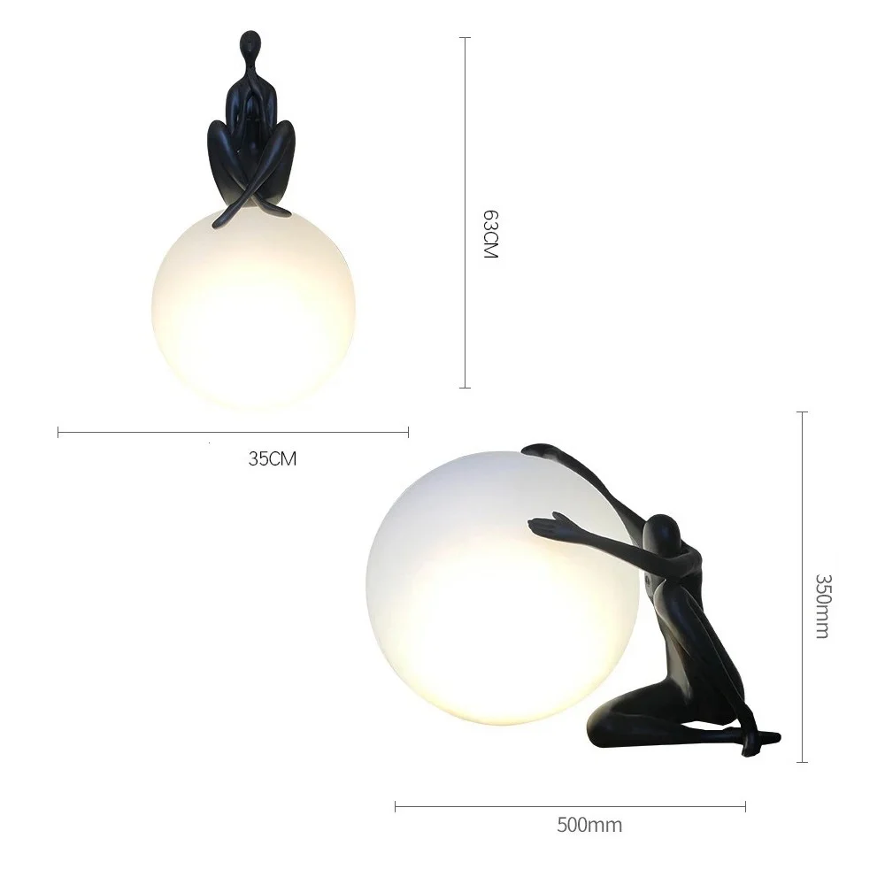 Nordic Minimalist Humanoid Art Sculpture Holding Ball Bedside Table Lamp - Image 6