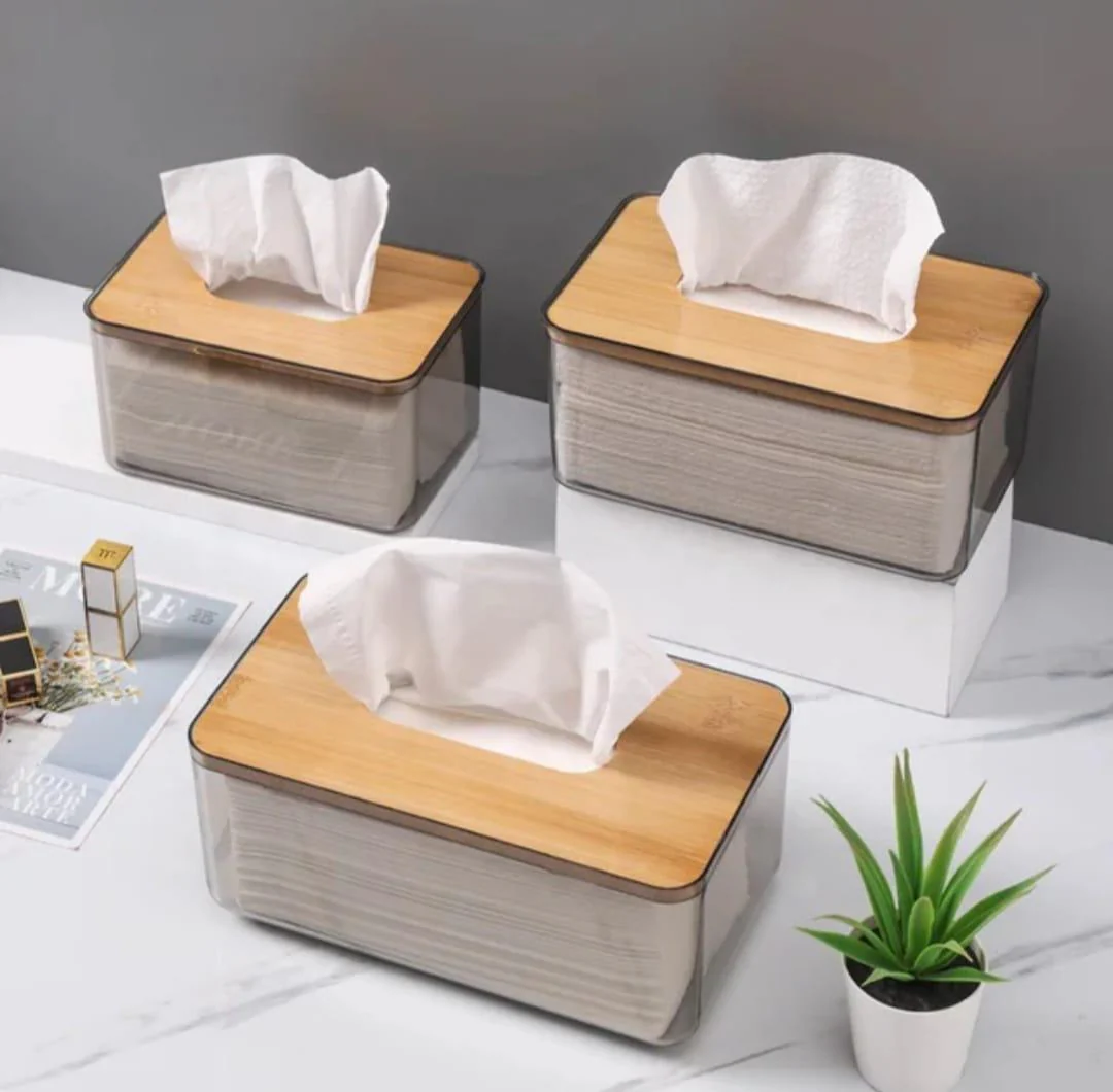 Nordic minimalist tissue box /Serviette holder with bamboo lid - Image 2
