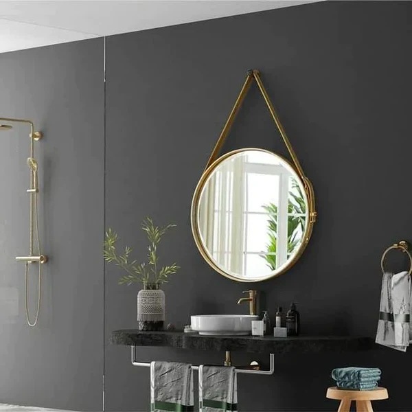Nordic Wall Mirror Wall-Mounted Decorative Round Mirror with Hanging Strap - Image 4
