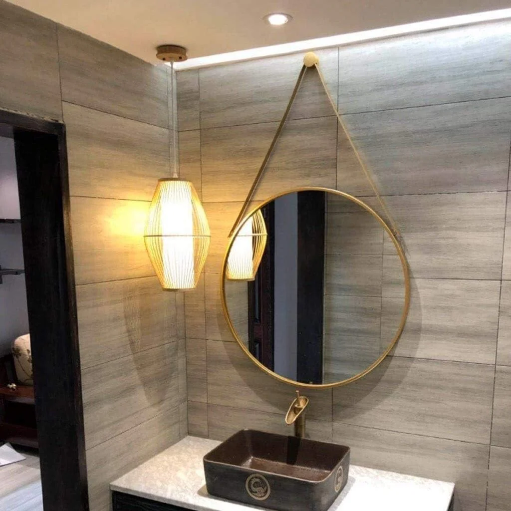 Nordic Wall Mirror Wall-Mounted Decorative Round Mirror with Hanging Strap - Image 5