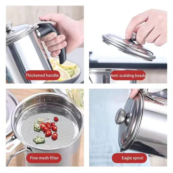 1.4 Litre Stainless Steel Oil Filter Sieve for Reusing Cooking Oil - Image 3