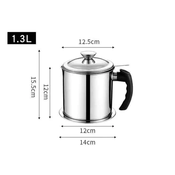 1.4 Litre Stainless Steel Oil Filter Sieve for Reusing Cooking Oil - Image 4