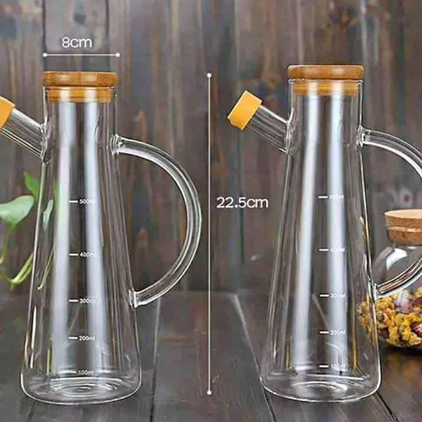 Oil /vinegar glass dispenser with bamboo lid cover - Image 2