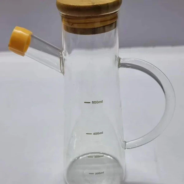 Oil /vinegar glass dispenser with bamboo lid cover - Image 3