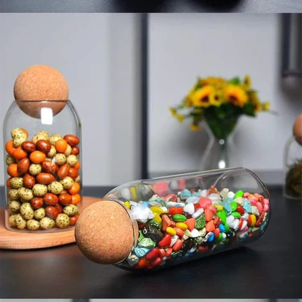 Open Ball Cork Transparent Jar with Bamboo Lid - Image 5