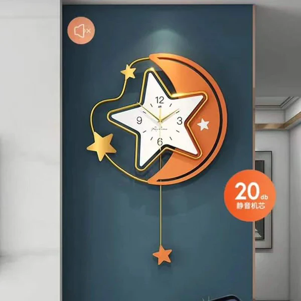 Orange Star Hall Silent Mechanic Wall Clock - Image 3
