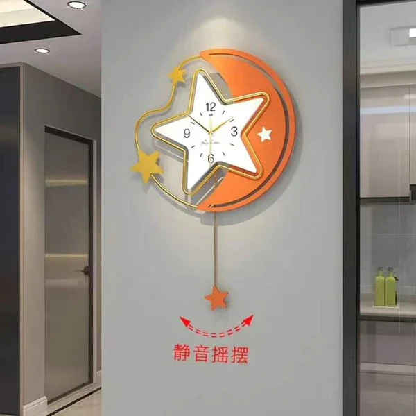 Orange Star Hall Silent Mechanic Wall Clock - Image 4