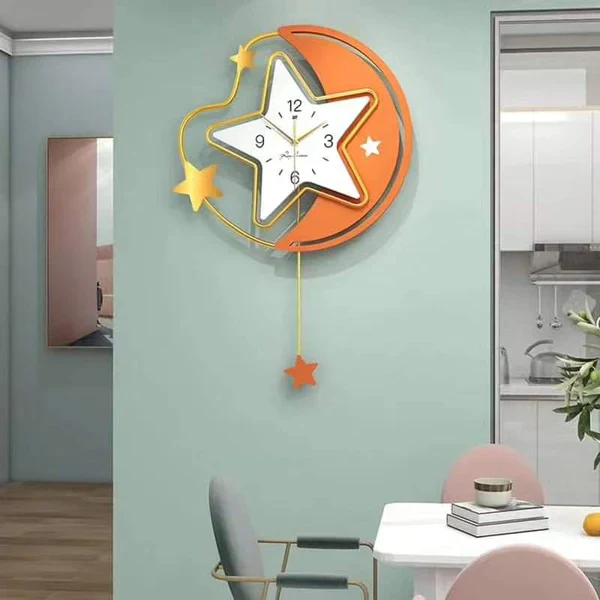 Orange Star Hall Silent Mechanic Wall Clock - Image 5