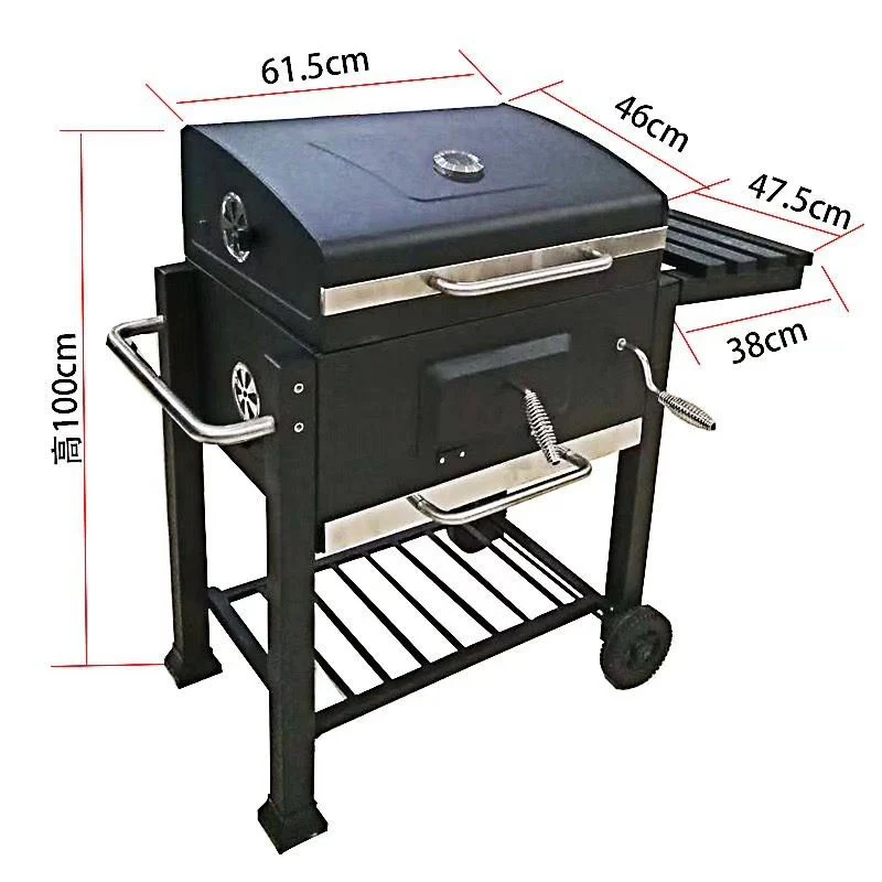 Outdoor Garden Barbecue Portable BBQ Grill Outdoor Large Charcoal Trolley Rectangular BBQ Barbecue Grill - Image 3