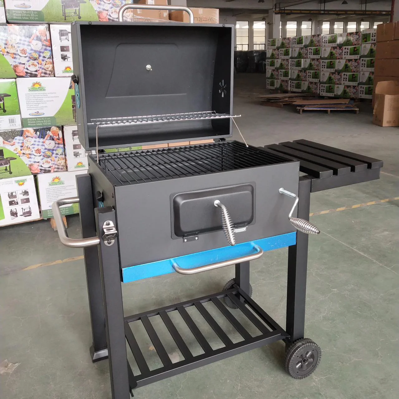 Outdoor Garden Barbecue Portable BBQ Grill Outdoor Large Charcoal Trolley Rectangular BBQ Barbecue Grill - Image 4