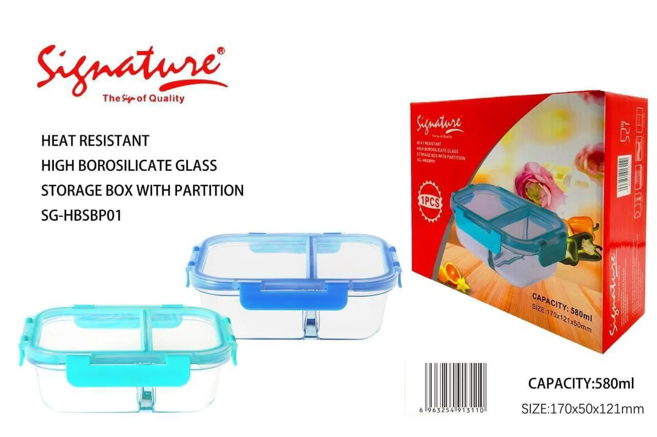 Partioned High Borosilicate Glass Casserole with lid - Image 2