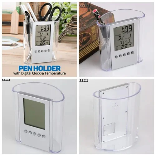 Pen Pencil Holder/organizer, Digital LCD Desk Pen Holder, Calendar, Timer, clock, thermometer Desktop Electronic Office stationary organizer, office giftset, bedroom table organizer - Image 2