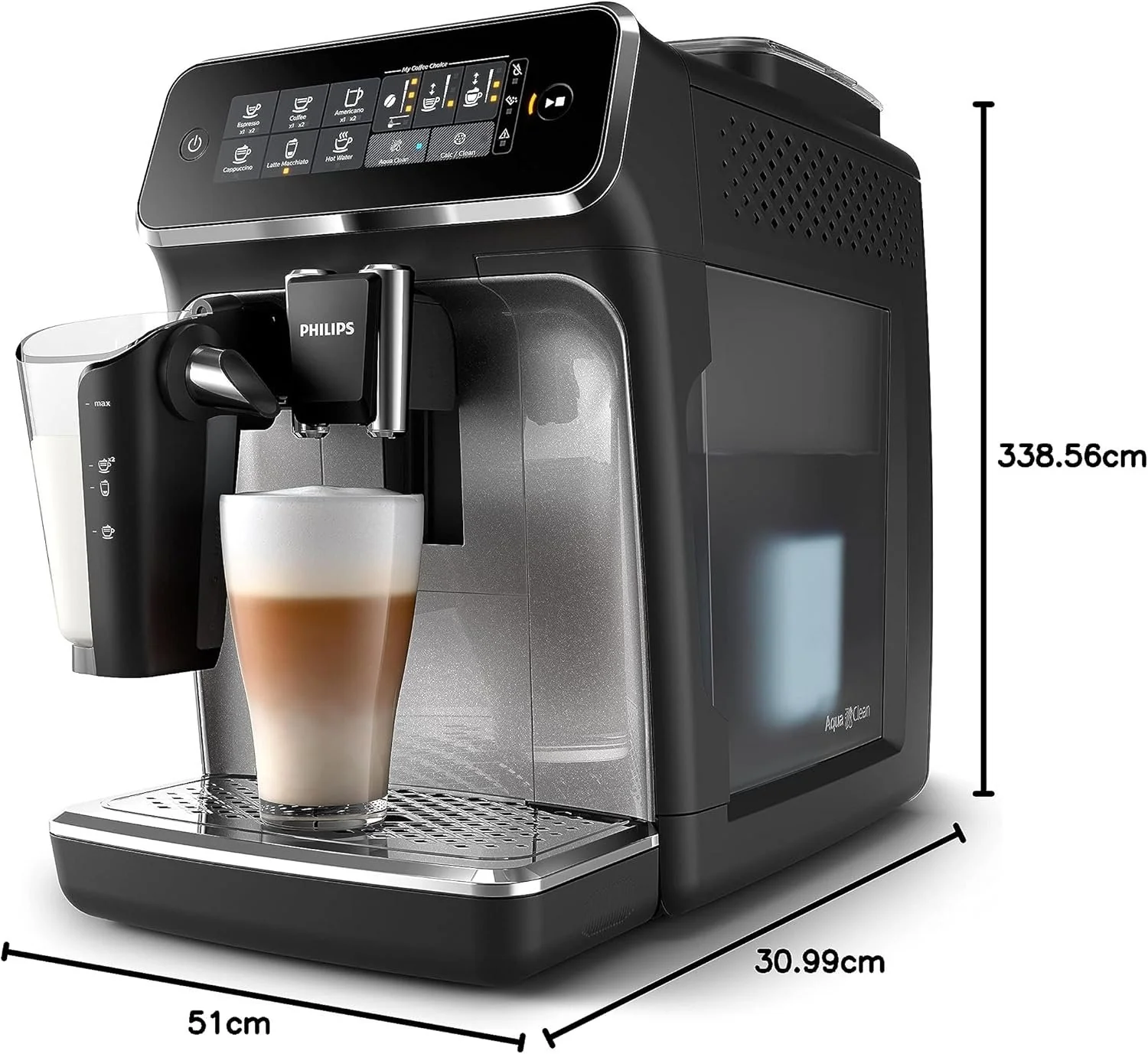Philips 3200 Series Fully Automatic Espresso Machine | LatteGo, SilentBrew, AquaClean & Touch Display - Image 7