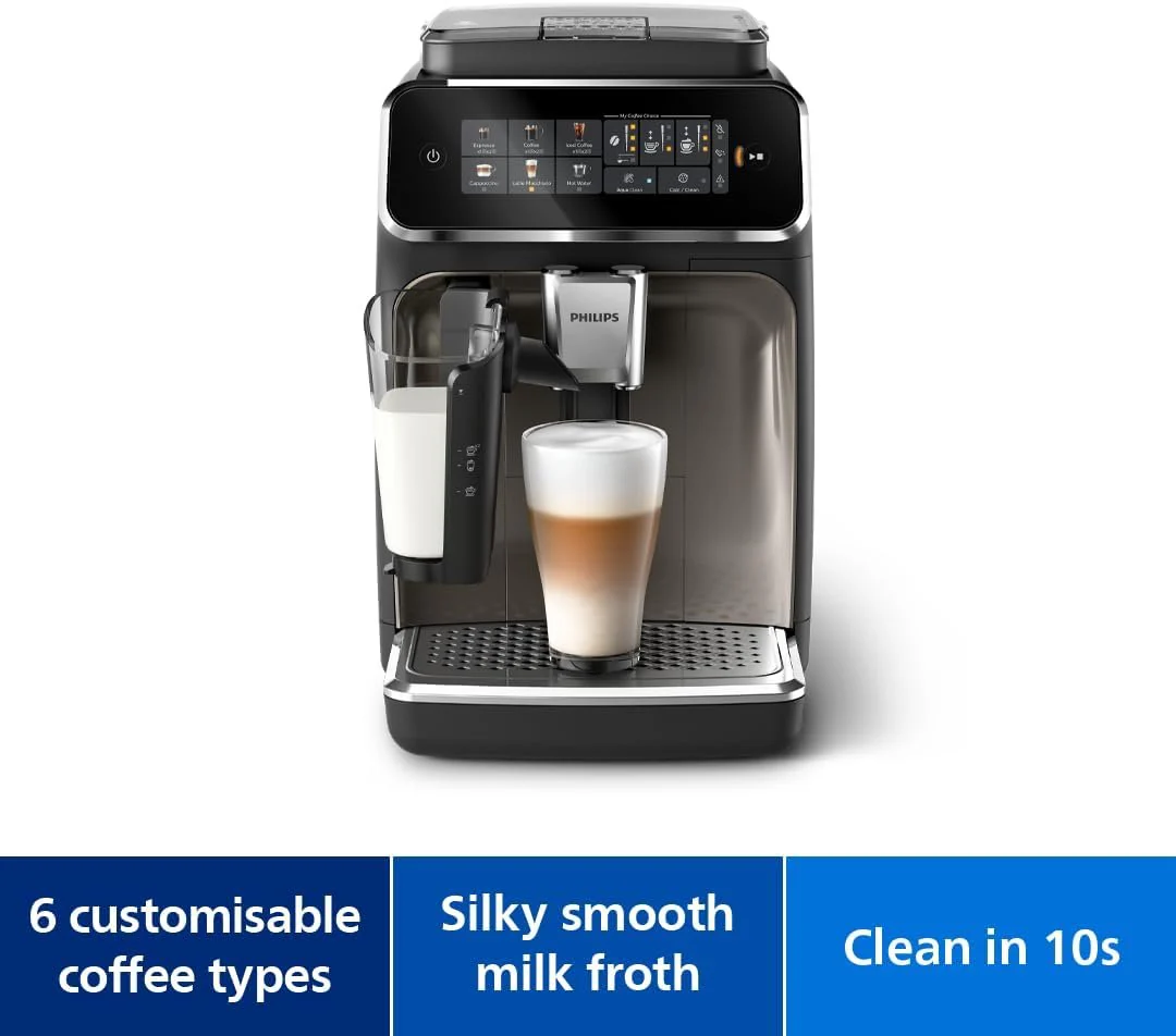 Philips 3300 Series Fully Automatic Coffee Machine | LatteGo, SilentBrew & Coloured Touch Display - Image 2