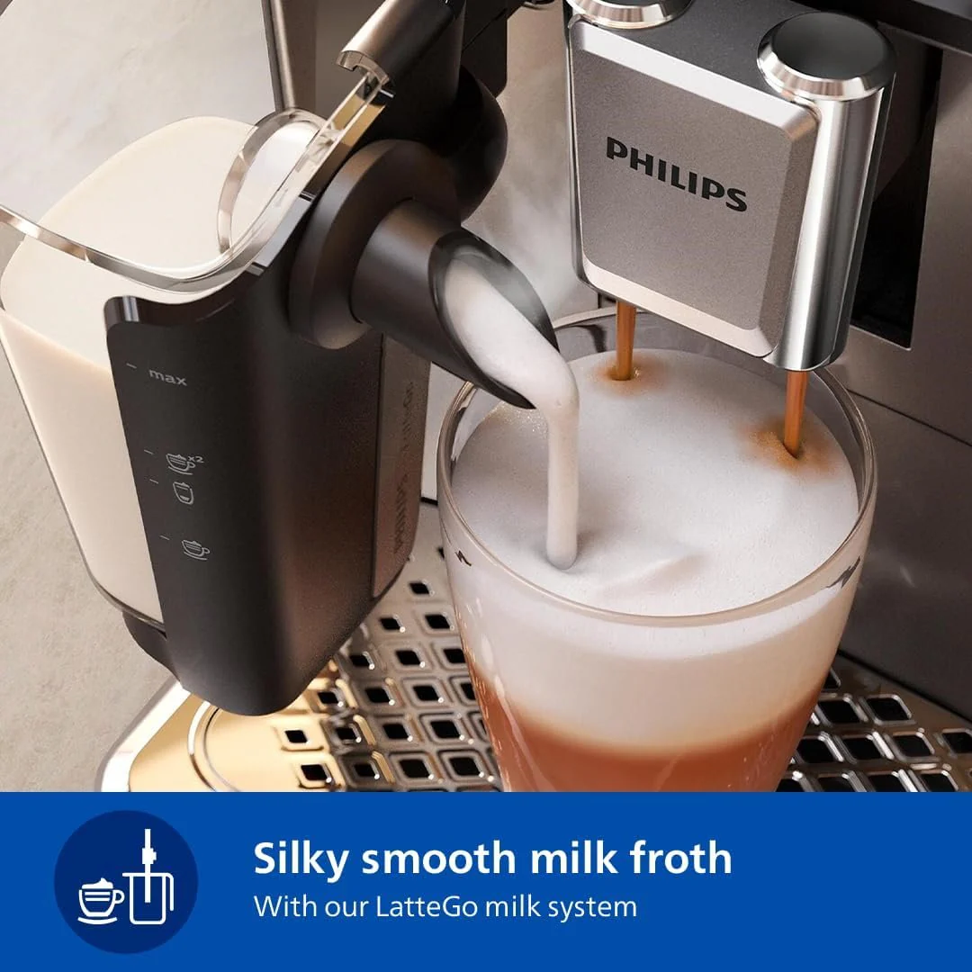 Philips 3300 Series Fully Automatic Coffee Machine | LatteGo, SilentBrew & Coloured Touch Display - Image 7