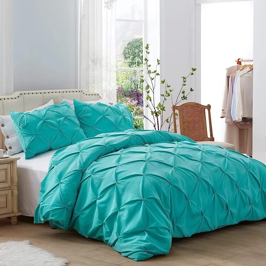 Pinch Pleat Cross Pintuck Duvet Quilt Cover Luxury Duvet Cover Set - Image 2