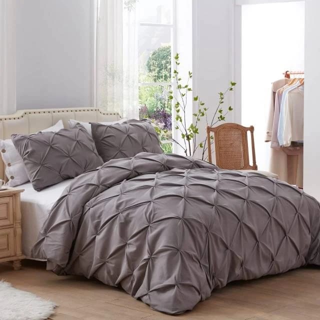 Pinch Pleat Cross Pintuck Duvet Quilt Cover Luxury Duvet Cover Set - Image 3